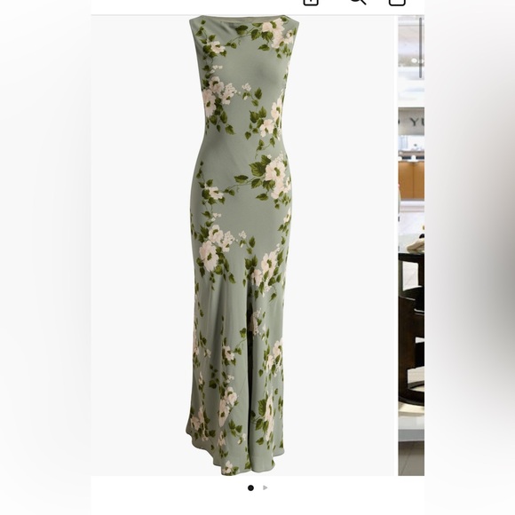 Reformation Dresses & Skirts - Reformation Sage Green Maxi Dress with Pink Floral Print